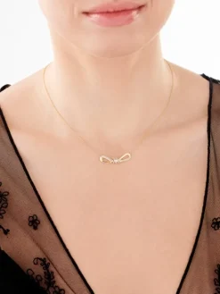 Naszyjnik z żółtego złota z diamentami - 0,04 ct - próba 375