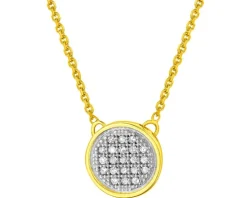 Naszyjnik z żółtego złota z diamentami - koło - 0,06 ct - próba 585