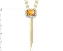 Naszyjnik z żółtego złota z diamentami i cytrynem - próba 585