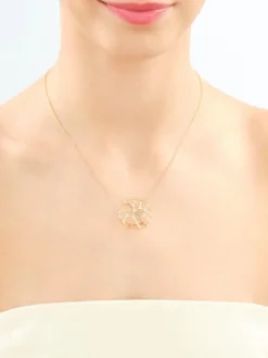 Naszyjnik z żółtego złota z diamentami - 0,02 ct - próba 585