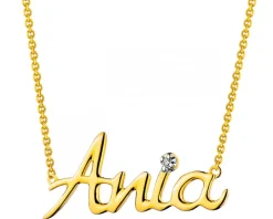 Naszyjnik z żółtego złota z diamentem - Ania - 0,005 ct - próba 375