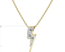 Naszyjnik z żółtego złota z diamentami - piorun - 0,01 ct - próba 375