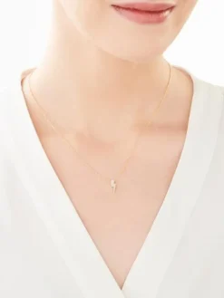 Naszyjnik z żółtego złota z diamentami - piorun - 0,01 ct - próba 375
