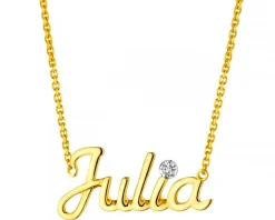 Naszyjnik z żółtego złota z diamentem - Julia - 0,005 ct - próba 375