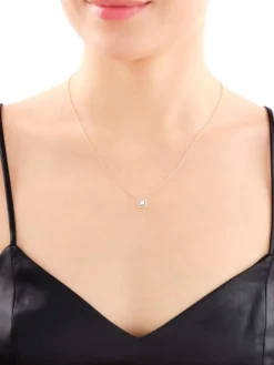 Naszyjnik z żółtego złota z diamentami - 0,16 ct - próba 585