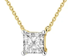 Naszyjnik z żółtego złota z diamentem laboratoryjnym - 0,51 ct - próba 585