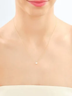 Naszyjnik z żółtego złota z diamentem laboratoryjnym - 0,51 ct - próba 585