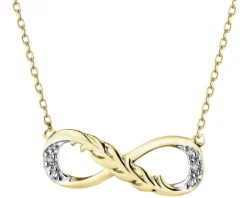 Naszyjnik z żółtego złota z diamentami - nieskończoność - 0,02 ct - próba 375