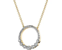 Naszyjnik z żółtego złota z diamentami - koło - 0,25 ct - próba 585