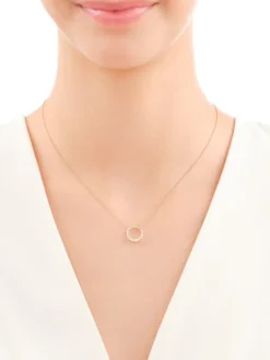 Naszyjnik z żółtego złota z diamentami - koło - 0,25 ct - próba 585