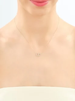 Naszyjnik z żółtego złota z diamentami - koła - 0,09 ct - próba 585