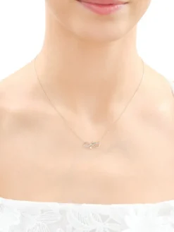 Naszyjnik z żółtego złota z diamentami - nieskończoność, serce - 0,008 ct - próba 375