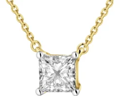 Naszyjnik z żółtego złota z diamentem laboratoryjnym - 0,33 ct - próba 585