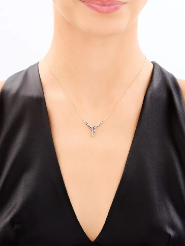 Naszyjnik z żółtego złota z diamentami i szafirami - próba 585