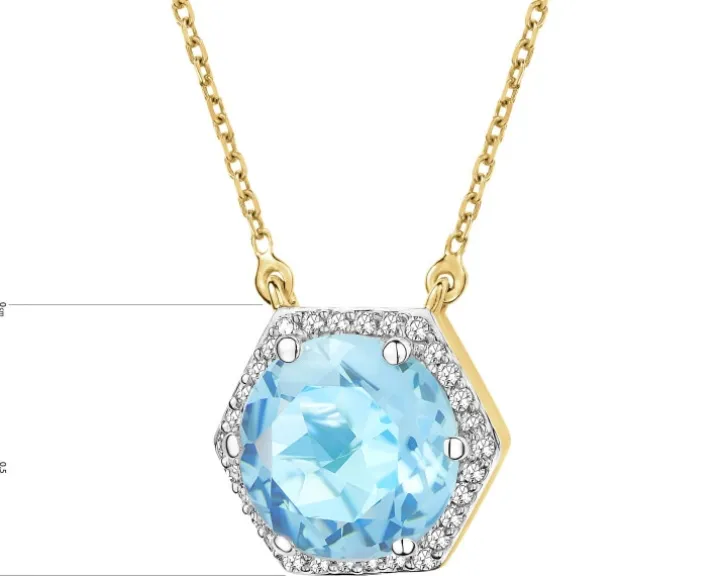 Naszyjnik z żółtego złota z diamentami i topazem - próba 585