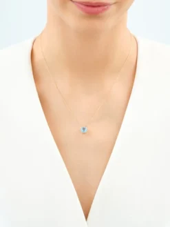 Naszyjnik z żółtego złota z diamentami i topazem - próba 585