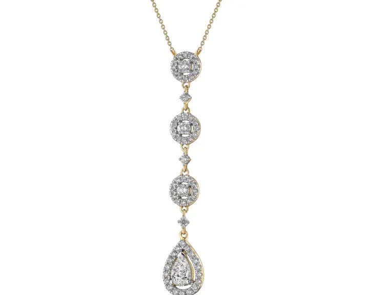 Naszyjnik z żółtego złota z diamentami - 0,88 ct - próba 585