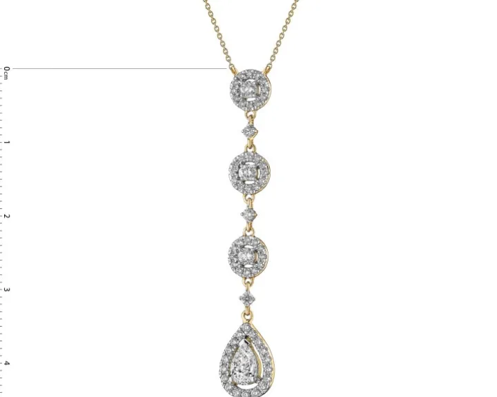 Naszyjnik z żółtego złota z diamentami - 0,88 ct - próba 585