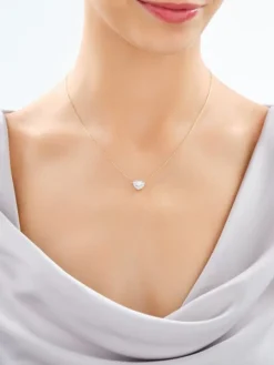 Naszyjnik z żółtego złota z diamentami laboratoryjnymi - serce - 0,87 ct - próba 585