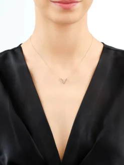 Naszyjnik z żółtego złota z diamentami - motyl - 0,05 ct - próba 375