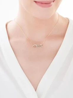 Naszyjnik z żółtego złota z diamentami - Ania, nieskończoność - 0,01 ct - próba 375