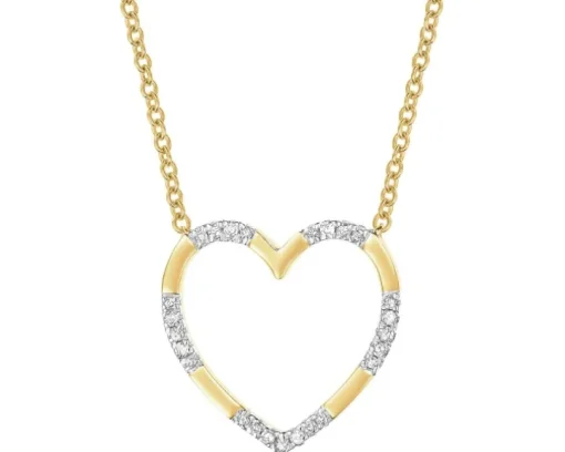 Naszyjnik z żółtego złota z diamentami - serce - 0,04 ct - próba 585