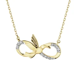 Naszyjnik z żółtego złota z diamentami - nieskończoność, koliber - 0,05 ct - próba 585