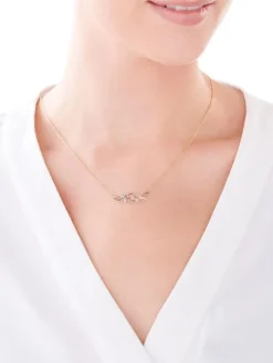 Naszyjnik z żółtego złota z diamentami i topazami - liście - próba 375