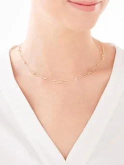 Naszyjnik z żółtego złota z diamentami - 0,02 ct - próba 375