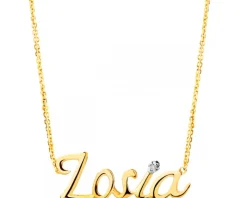 Naszyjnik z żółtego złota z diamentem - Zosia - 0,005 ct - próba 375