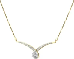 Naszyjnik z żółtego złota z diamentami - 0,12 ct - próba 585