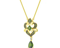 Naszyjnik z żółtego złota z diamentami i szafirem - próba 585