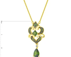 Naszyjnik z żółtego złota z diamentami i szafirem - próba 585