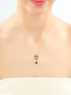 Naszyjnik z żółtego złota z diamentami i szafirem - próba 585