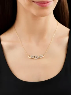 Naszyjnik z żółtego złota z diamentami - 0,33 ct - próba 585