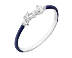 Pierścionek srebrny z cyrkoniami i emalią