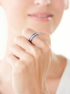 Pierścionek srebrny  z cyrkoniami i  emalią