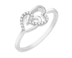 Pierścionek srebrny z cyrkoniami - serca
