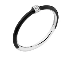 Pierścionek srebrny z cyrkoniami i emalią