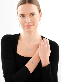 Pierścionek srebrny z cyrkoniami i emalią - kwiat, motyl, ptak