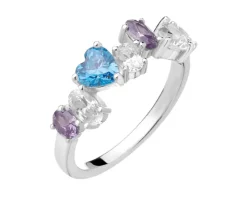 Pierścionek srebrny z cyrkoniami - serce