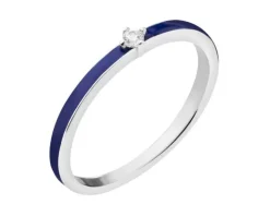 Pierścionek srebrny z cyrkonią i emalią