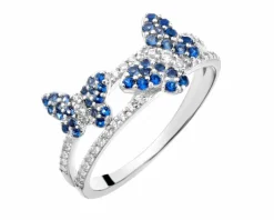 Pierścionek srebrny z cyrkoniami - motyle