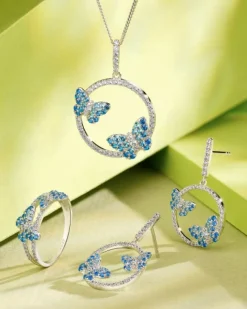 Pierścionek srebrny z cyrkoniami - motyle