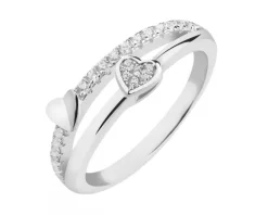 Pierścionek srebrny z cyrkoniami - serca