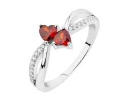 Pierścionek srebrny z cyrkoniami - serca