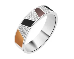 Pierścionek srebrny z cyrkoniami i emalią