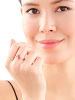 Pierścionek srebrny z cyrkoniami - serca