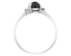 Pierścionek srebrny z onyksem i markasytami