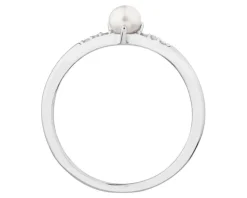 Pierścionek srebrny z perłą i cyrkoniami